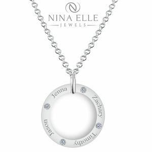 Mothers Silver Name Necklace with CZ